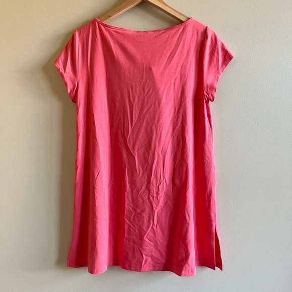 NEW Eileen Fisher Viscose Jersey PINK GRAPEFRUIT Tunic Top Short Sleeve Size S - Picture 5 of 5
